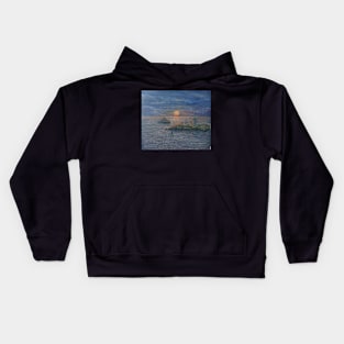 SUNRISE OVER BRIXHAM BREAKWATER AND EARLY MORNING FISHSHING Kids Hoodie